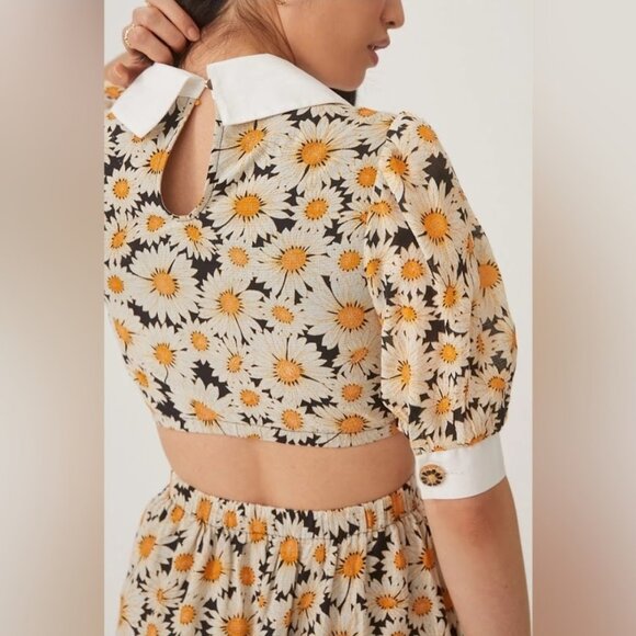 Anthropologie Maeve Puff Sleeve Printed Cutout Mini Dress Size s - Picture 4 of 16